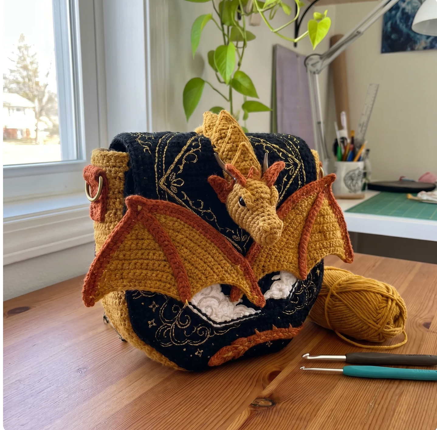 handmade dragon crochet bags